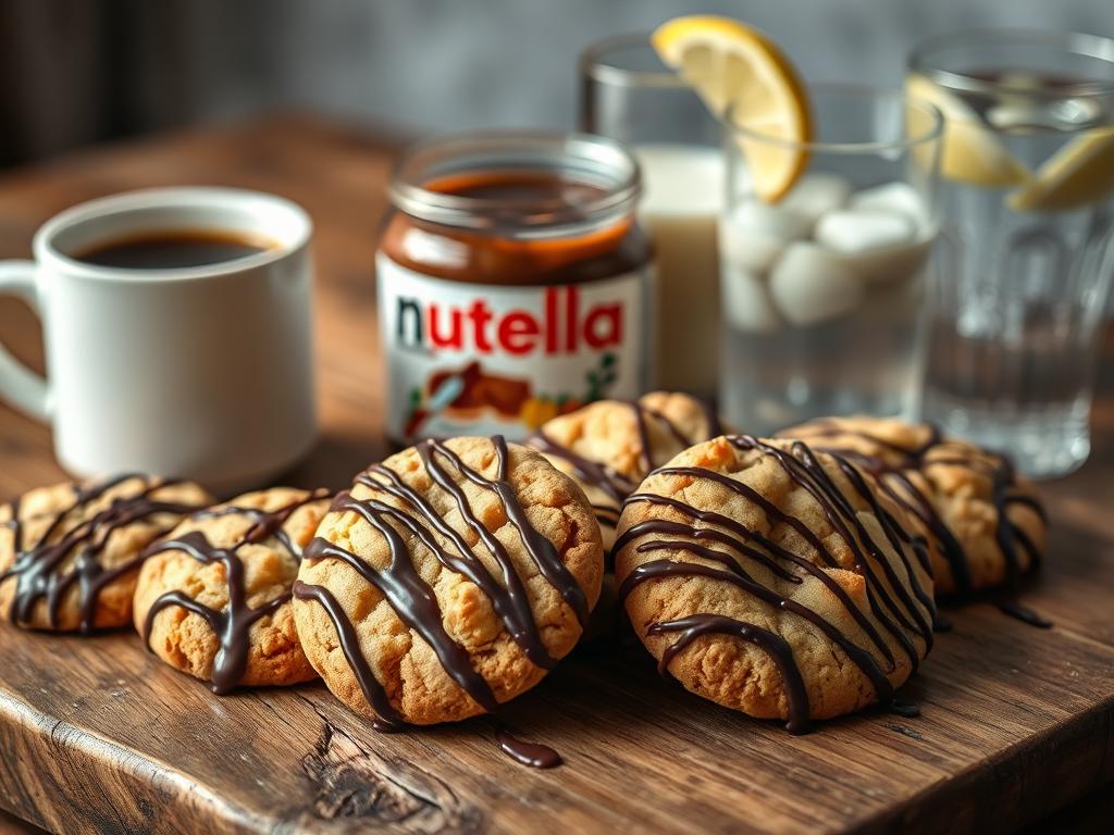 Nutella Cookies mit Getränken